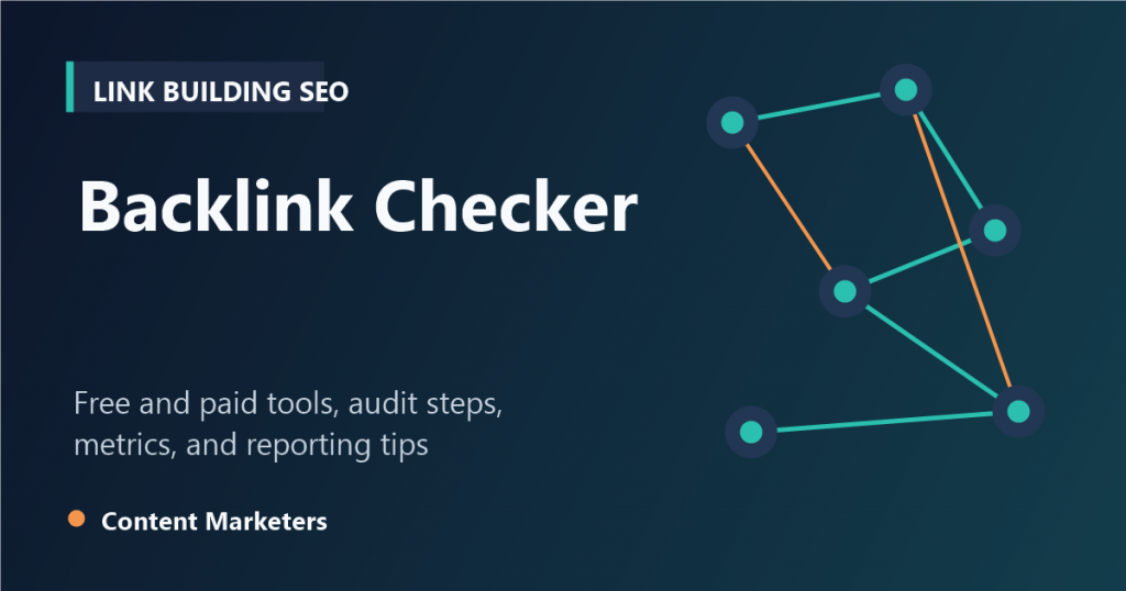 Backlink checker dashboard illustration showing links, anchors, referring domains, and SEO metrics